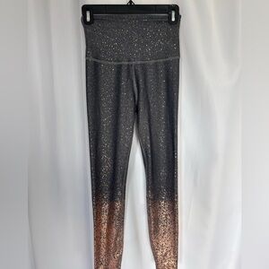 Beyond Yoga Greg and Gold Metalic Drop Dot Workout Leggings Size S